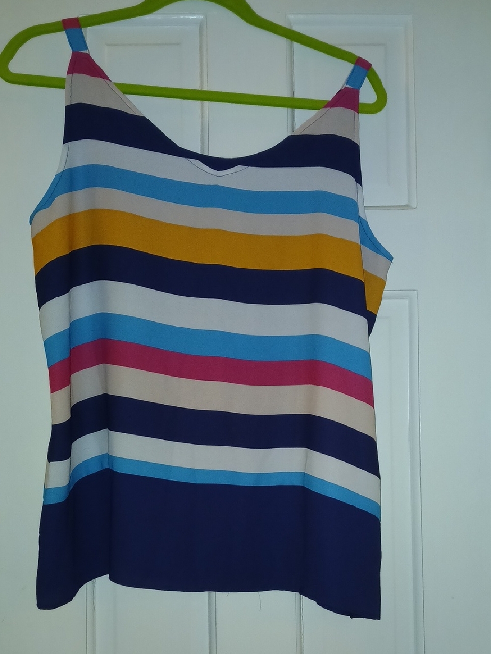 Chico's Striped Navy, White, Gold & Pink Sleeveless Camisole